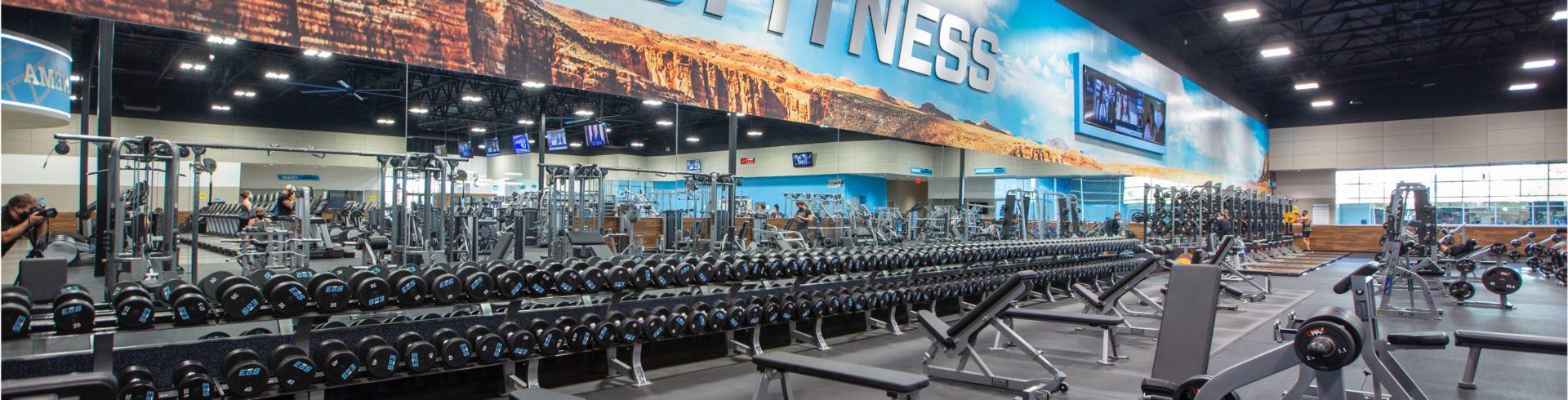 interior shot of a modern EōS Fitness gym